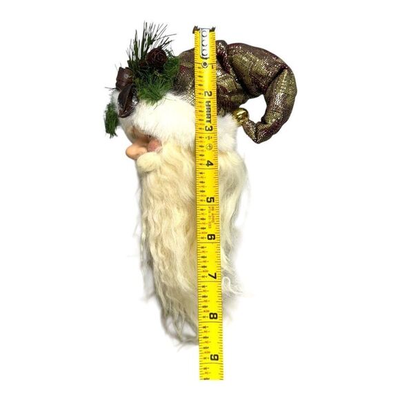 Set Of 3 Santa Claus Head Christmas Ornaments Vintage Long Beards & Festive Hats - Picture 3 of 16